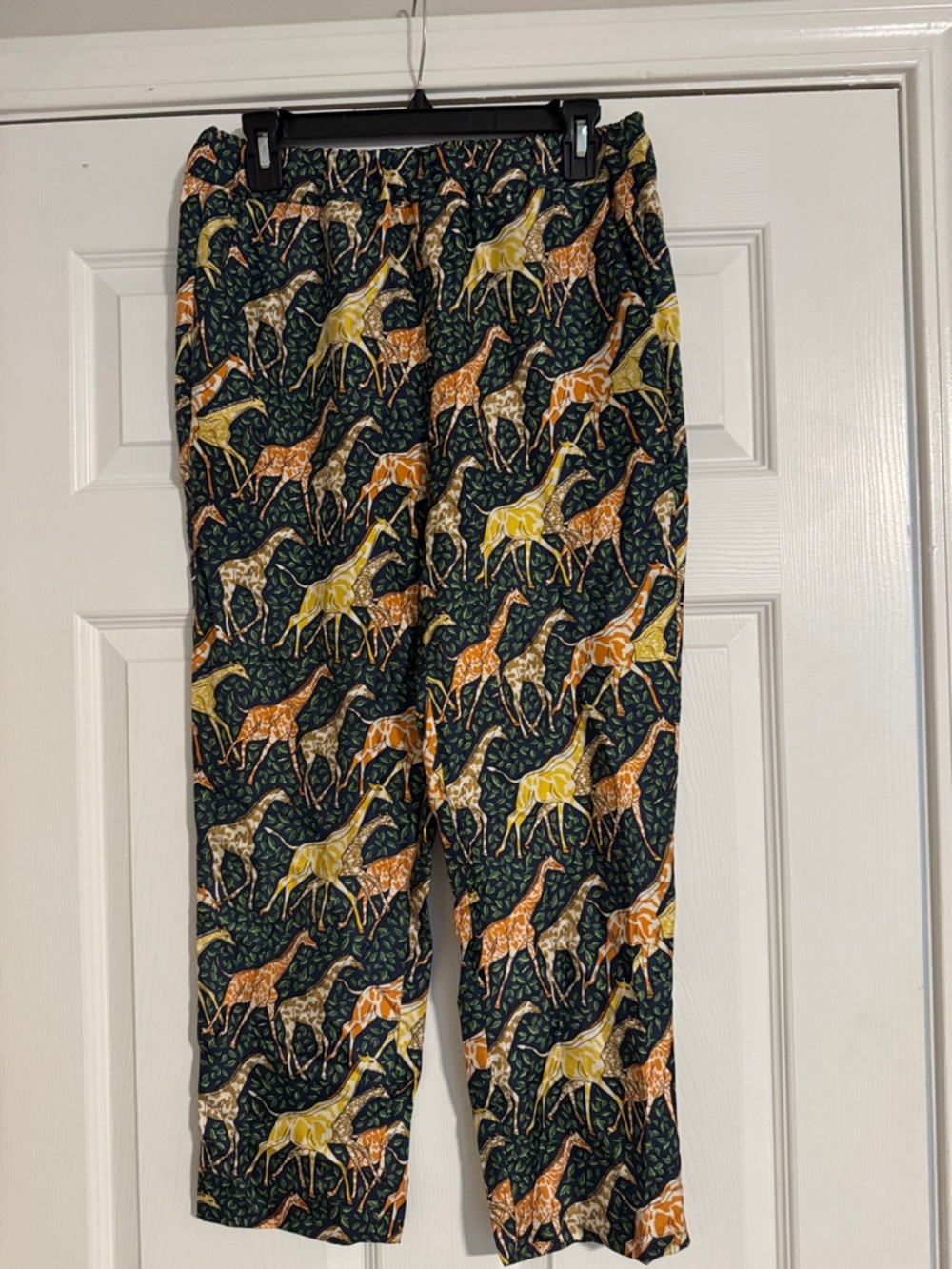 J.CREW Women’s Giraffe Print Pants - Black/Green